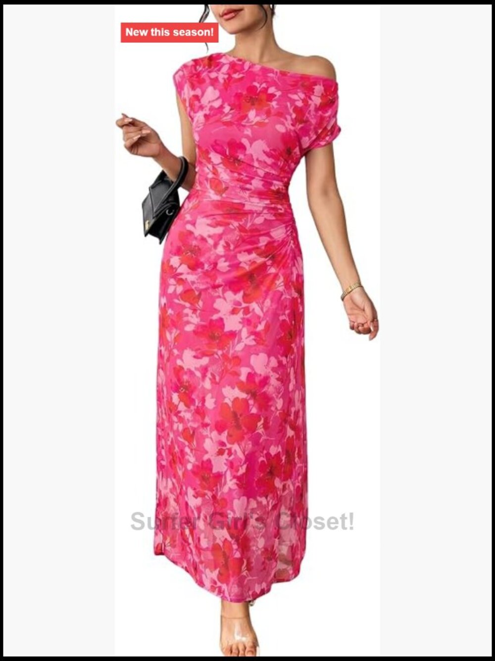 Off Shoulder Floral Maxi Dress Bodycon Wedding Guest
